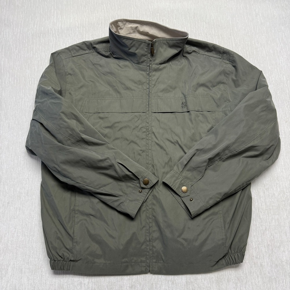 Izod Golf Jacket Mens XL Green Wind Water Resistant Vented Nylon Windbreaker